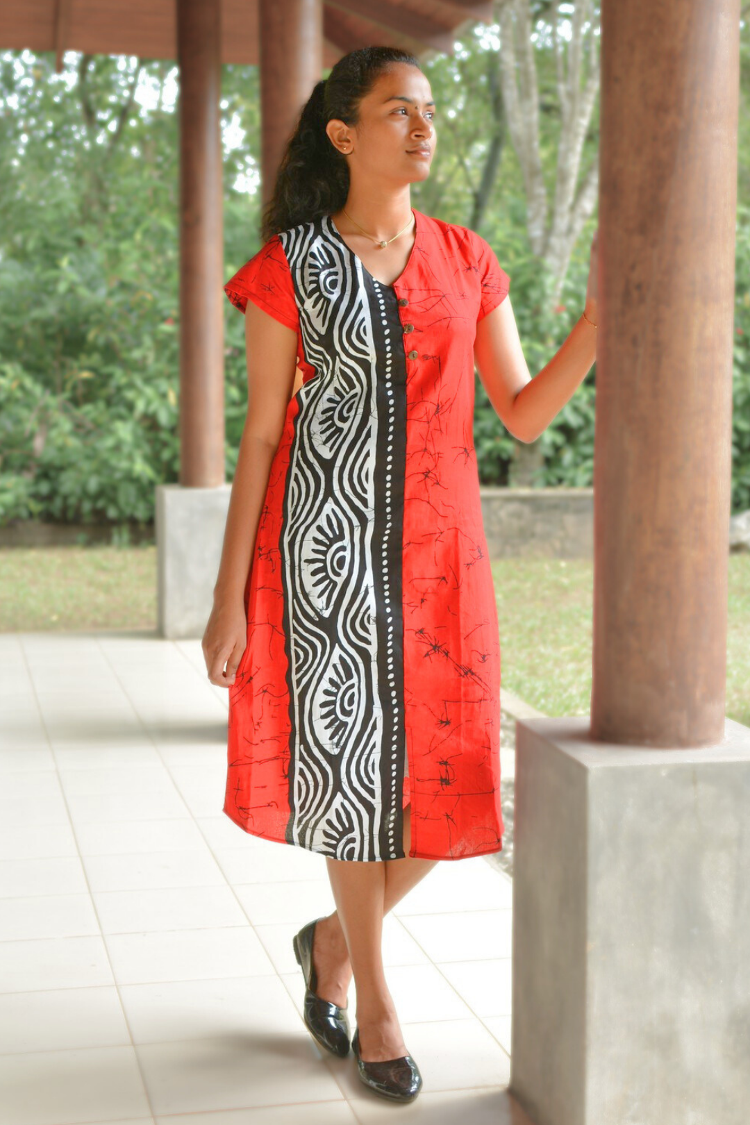 Scarlet Splendor Batik Frock