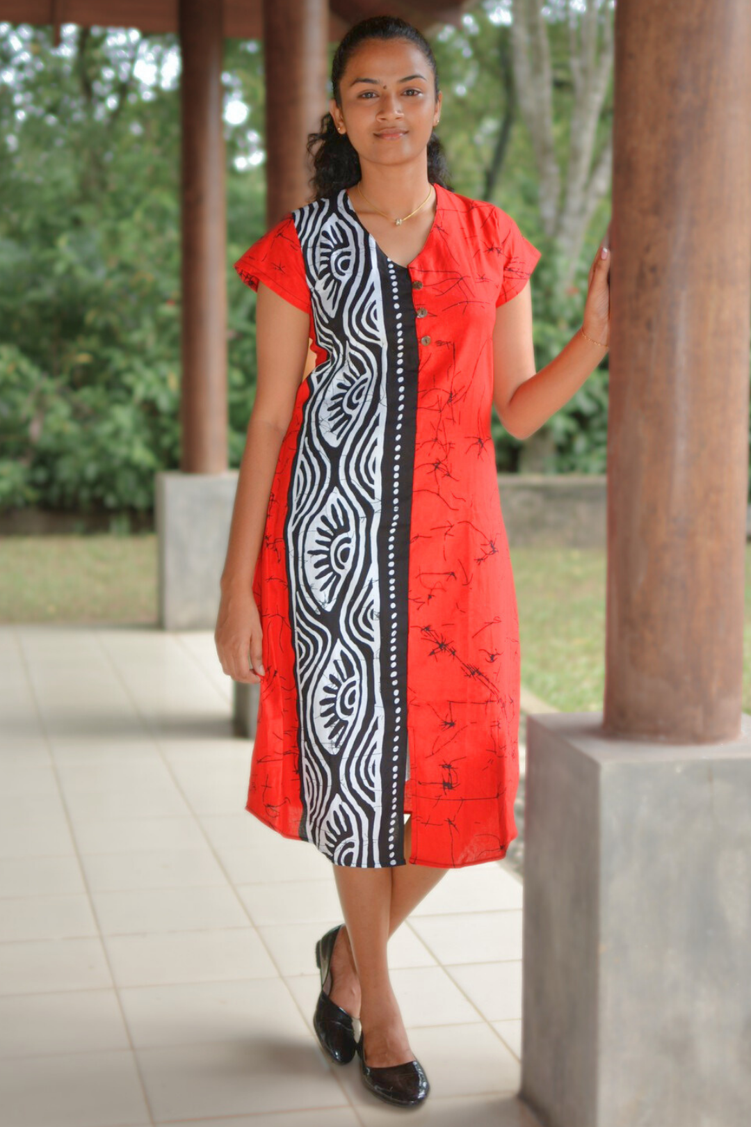 Scarlet Splendor Batik Frock