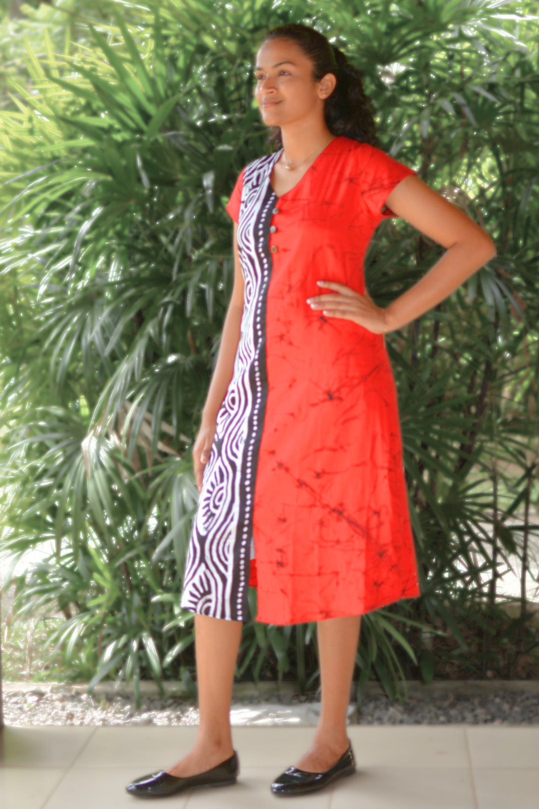 Scarlet Splendor Batik Frock