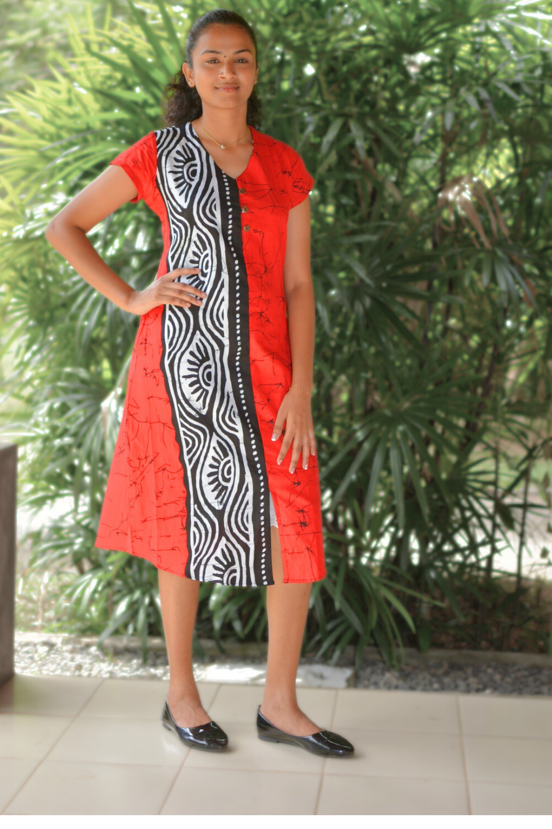 Scarlet Splendor Batik Frock