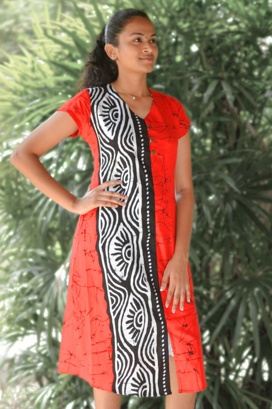 Scarlet Splendor Batik Frock